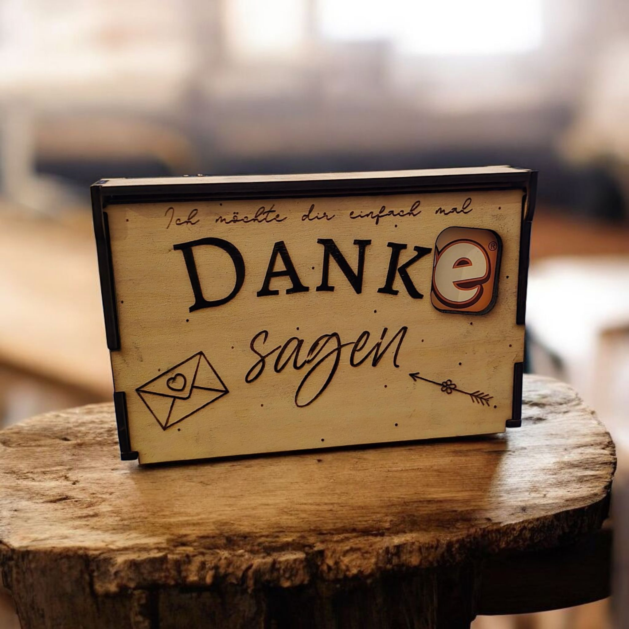 Box für Toffifee, Danke sagen, Holzbox mit liebevollen Sprüchen